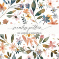 Watercolor Floral Pattern Digital Paper, Seamless Flower Background, Watercolor Flowers Digital, Floral Design, Scrapbooking Paper - Moore and Mountain