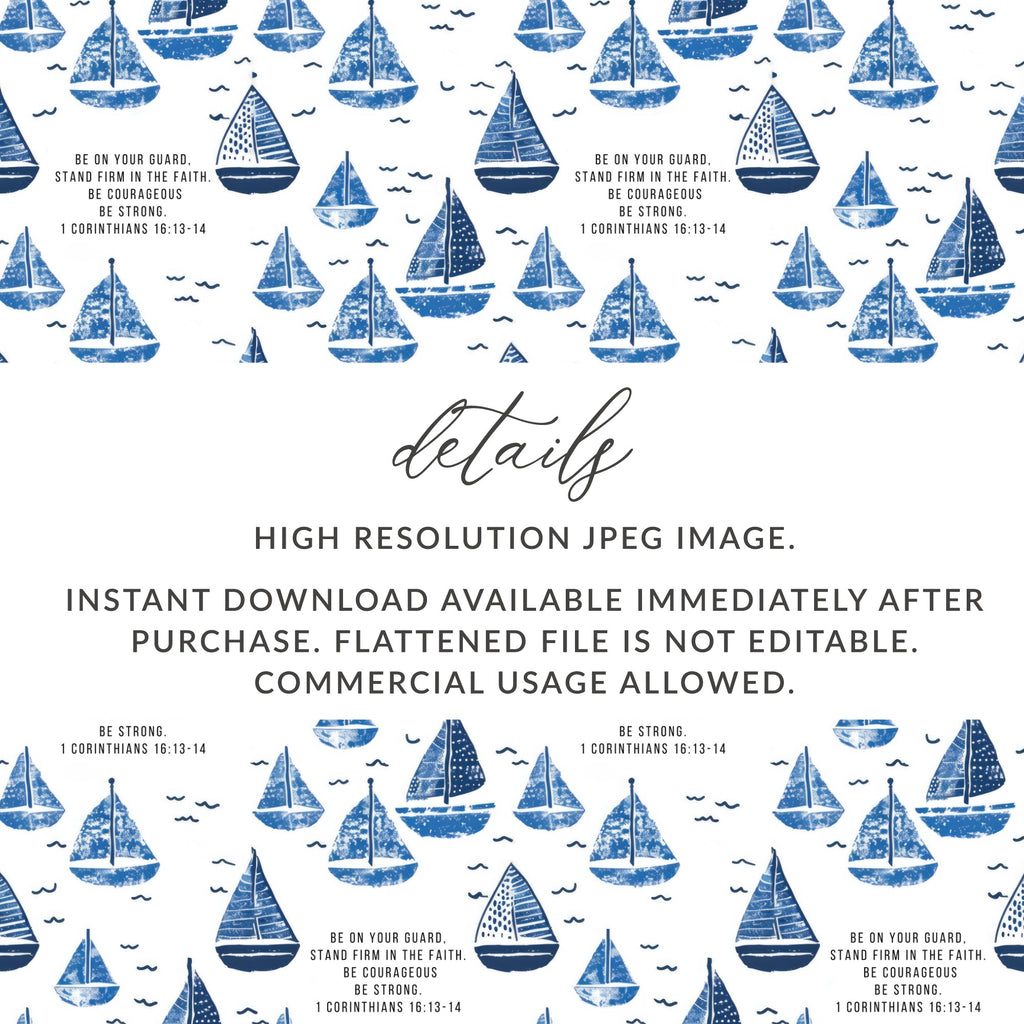High Resolution JPEG Blue Sailboats Digital Download