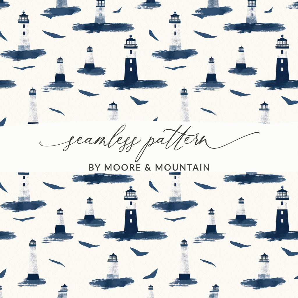 Nautical Lighthouse Seamless Pattern Decor Art Print
