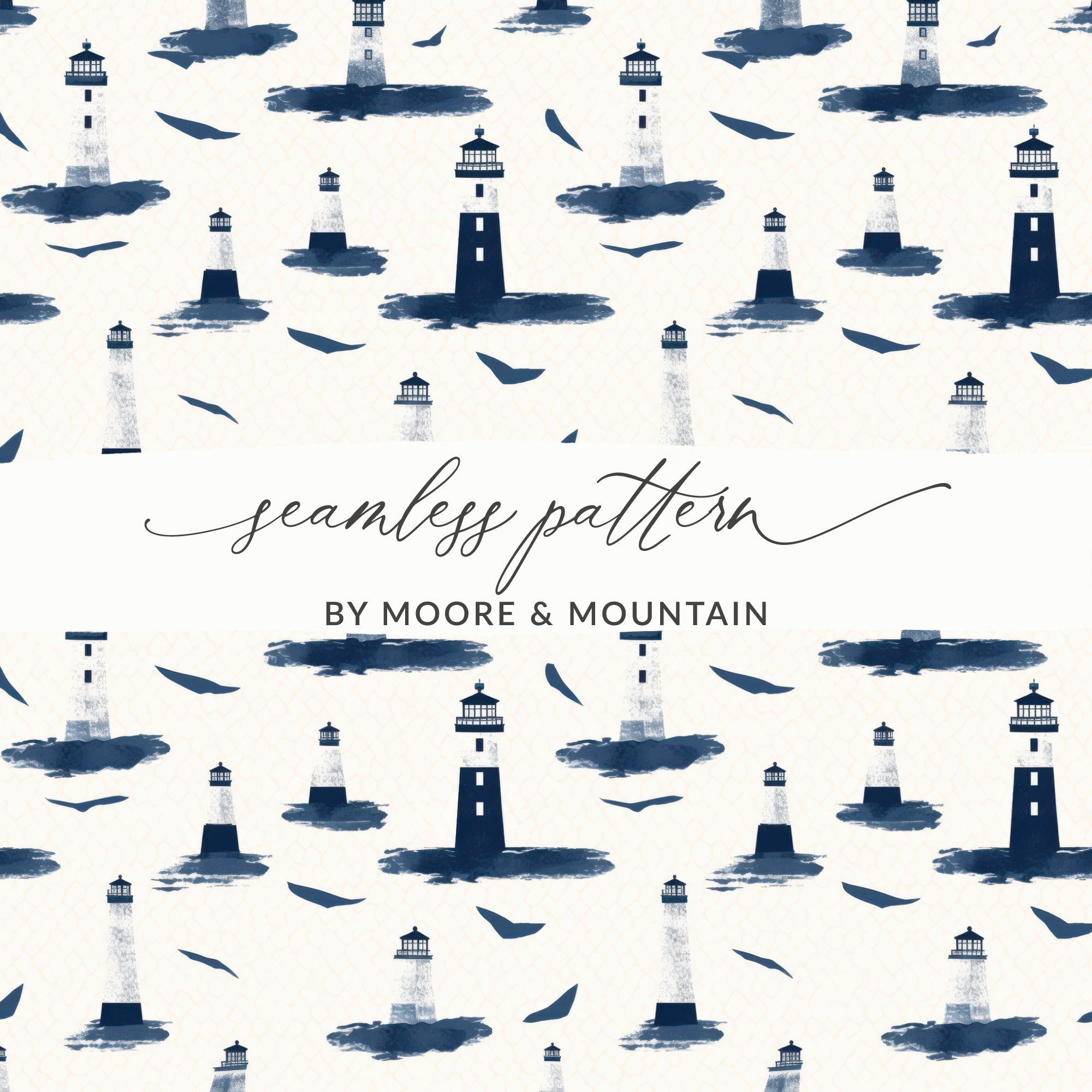 Nautical Lighthouse Seamless Pattern Decor Art Print