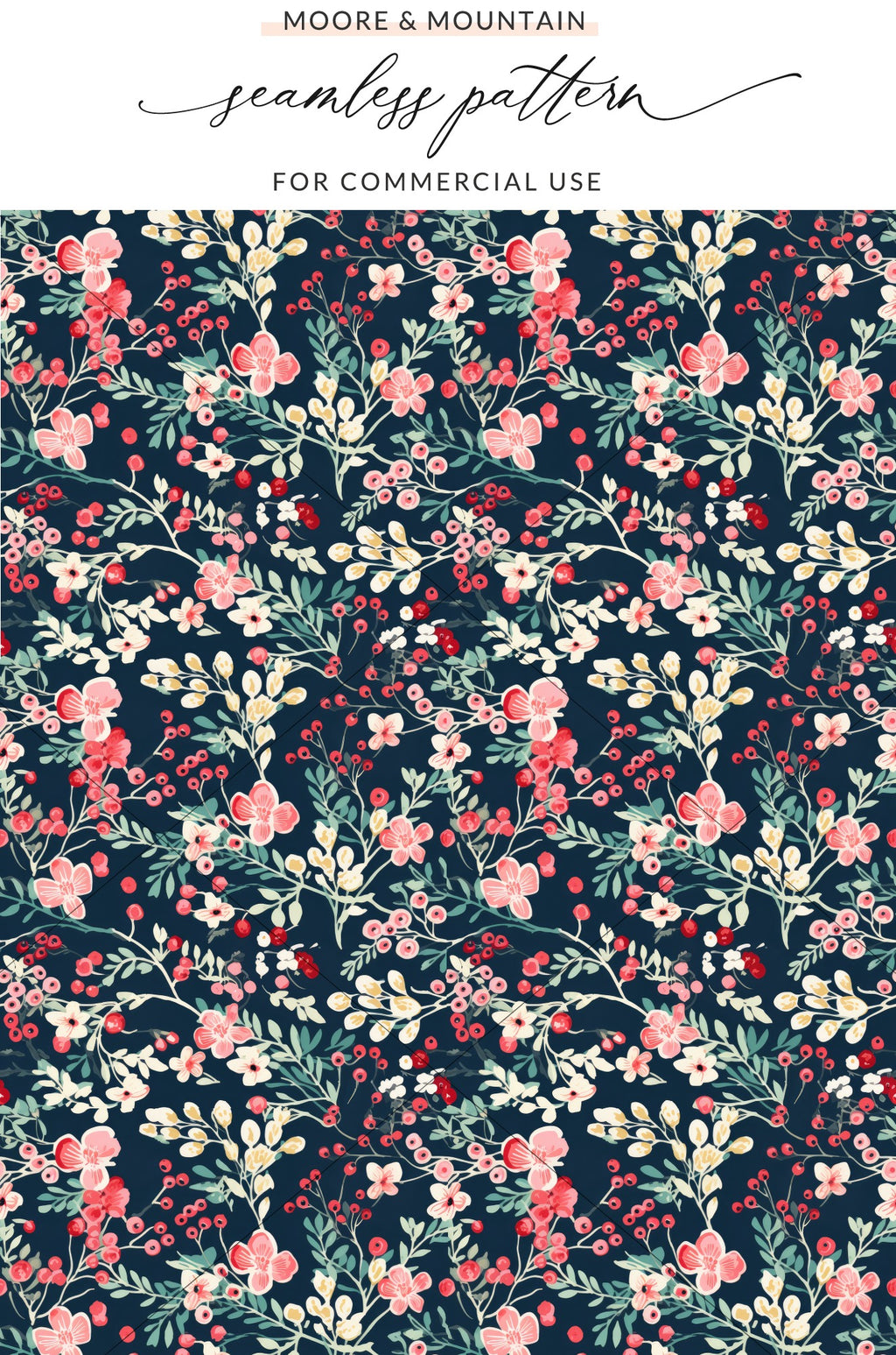 Seamless Dark Floral Pattern for Commercial Use