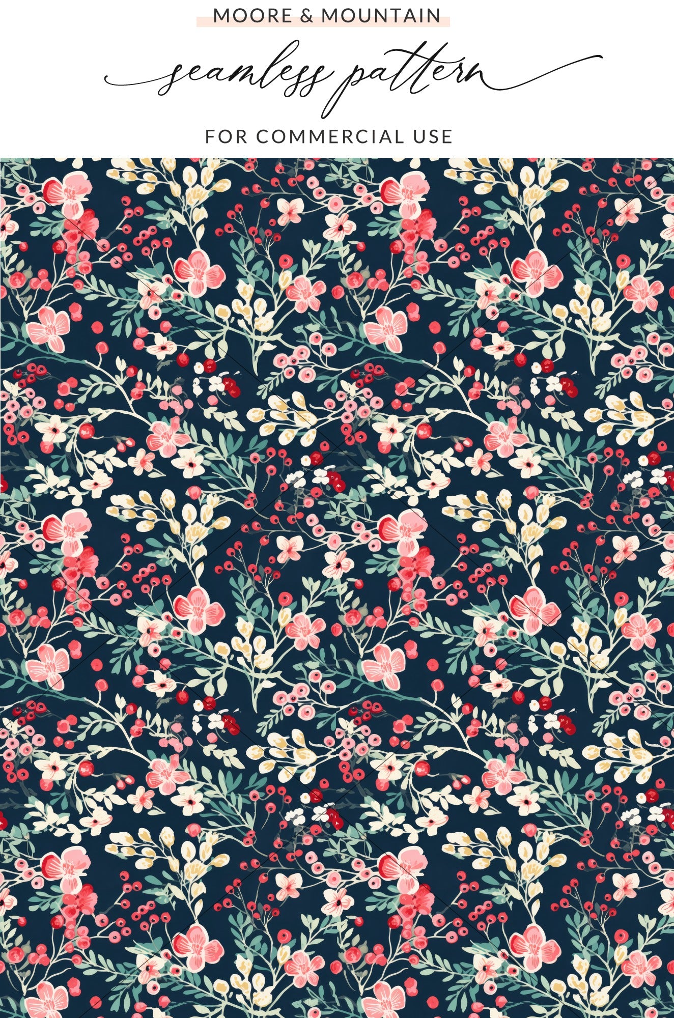 Seamless Dark Floral Pattern for Commercial Use