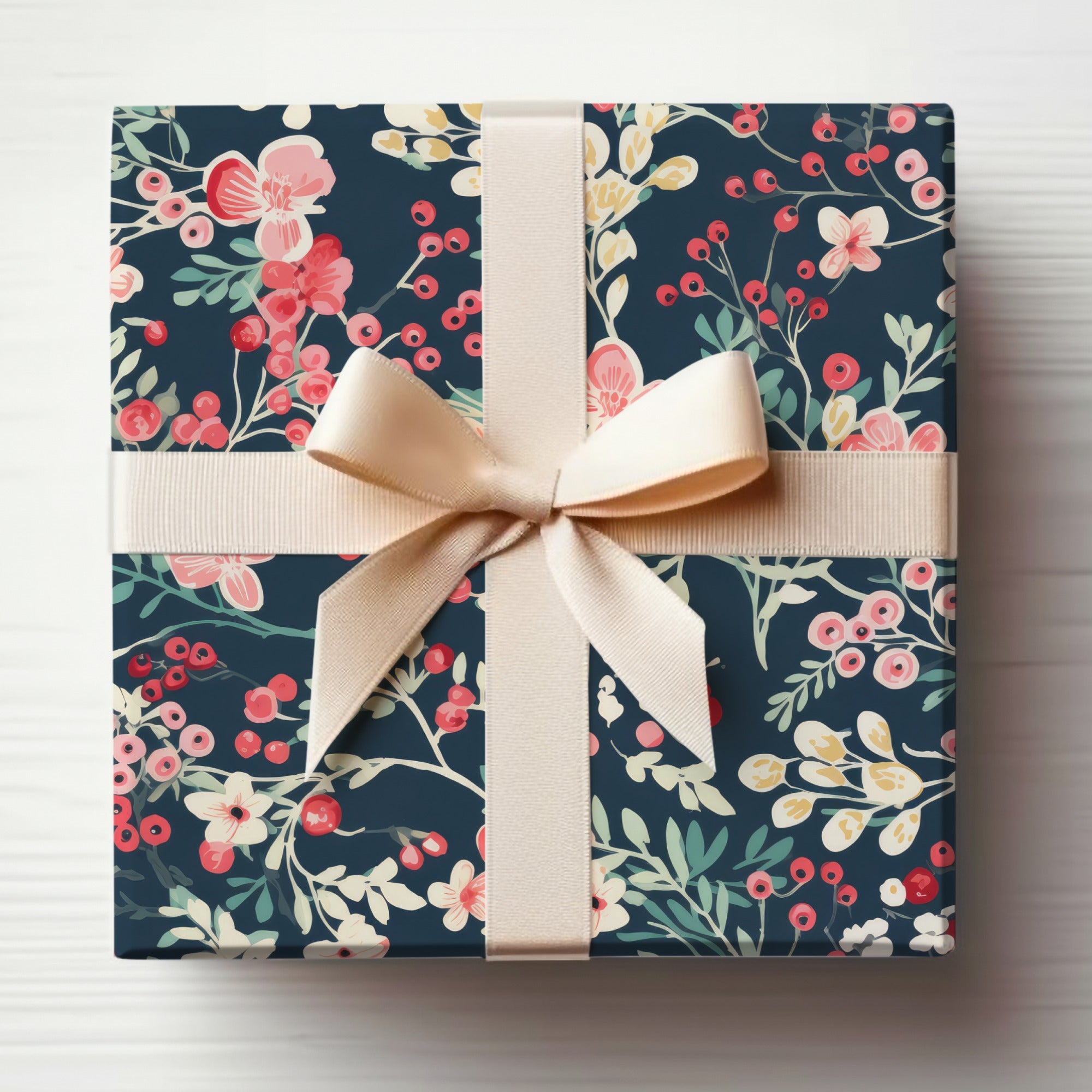Elegant Floral Gift Box with Ribbon Wrap for Special Occasions