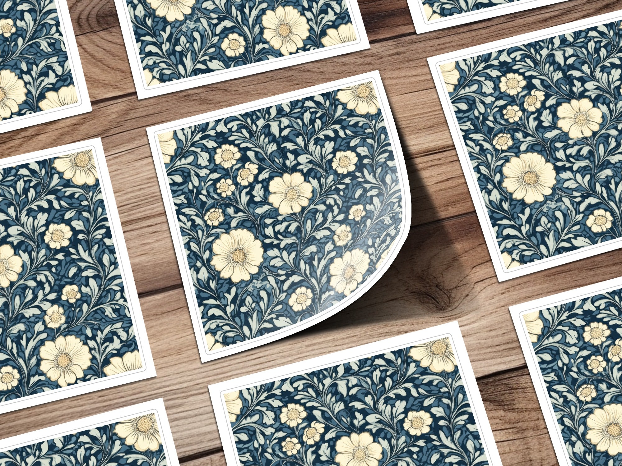 Navy Blue William Morris Seamless Pattern Digital - Moore and Mountain