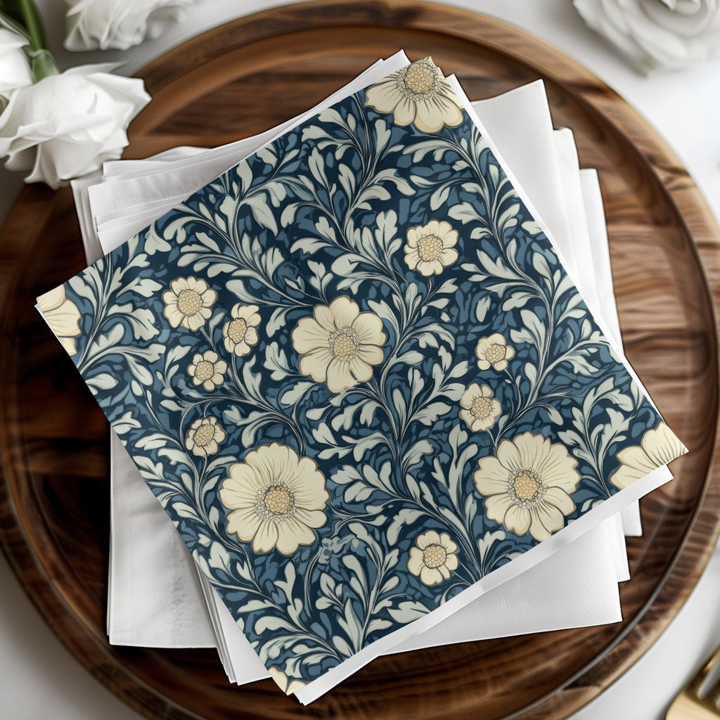 Navy Blue William Morris Seamless Pattern Digital - Moore and Mountain