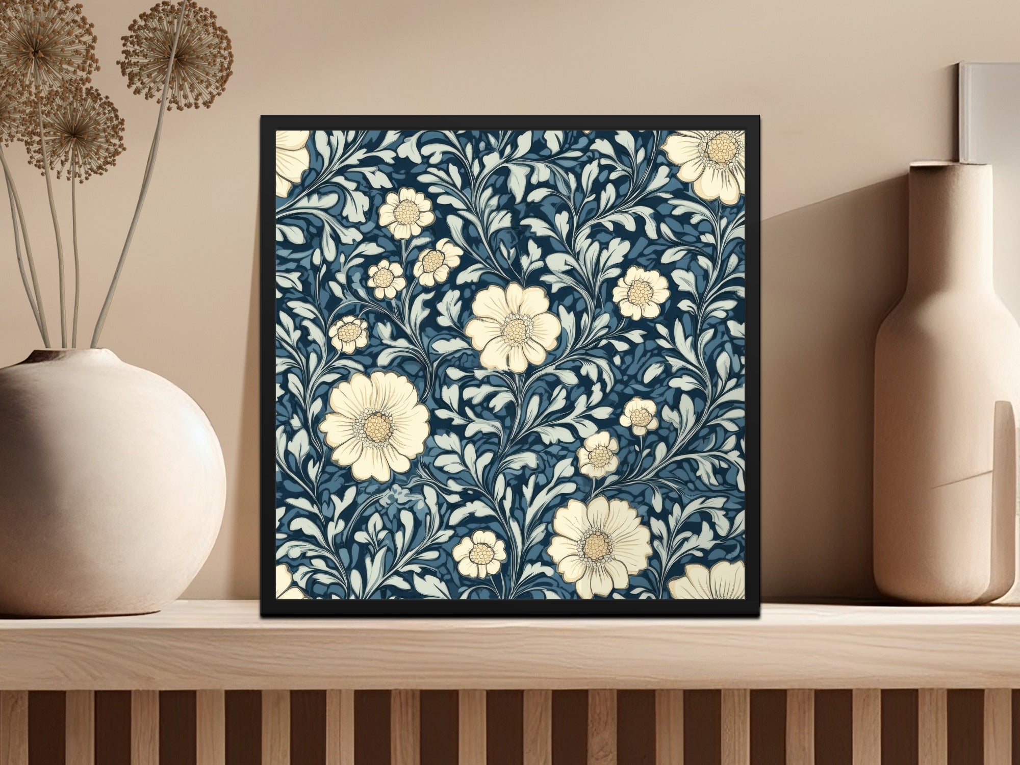 Navy Blue William Morris Seamless Pattern Digital - Moore and Mountain