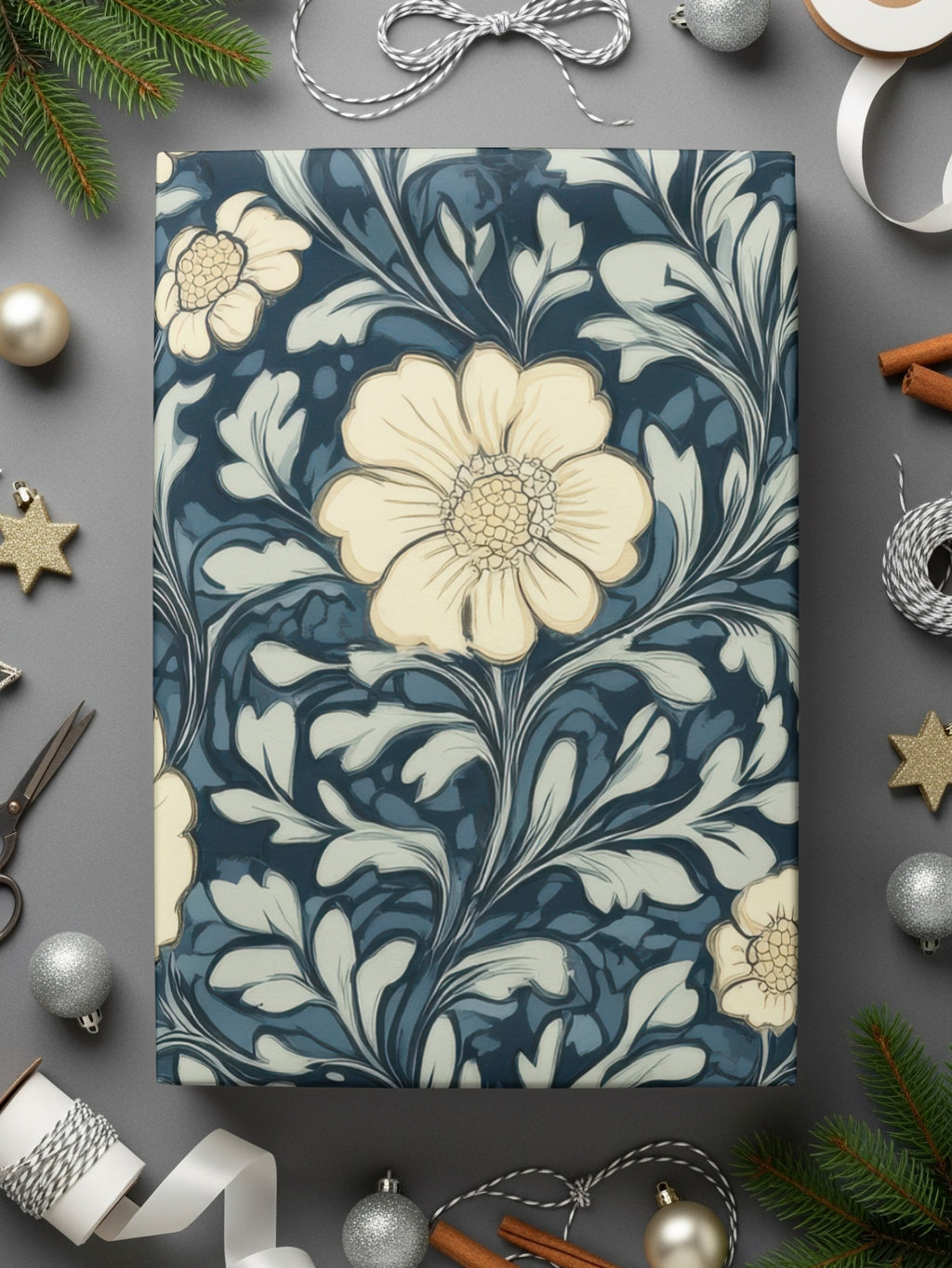 Navy Blue William Morris Seamless Pattern Digital - Moore and Mountain