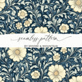 Navy Blue William Morris Seamless Pattern Digital - Moore and Mountain