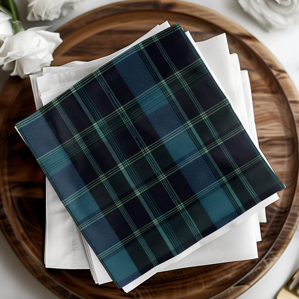 Navy Blue and Teal Classic Scottish Plaid Seamless Pattern - Moore and Mountain