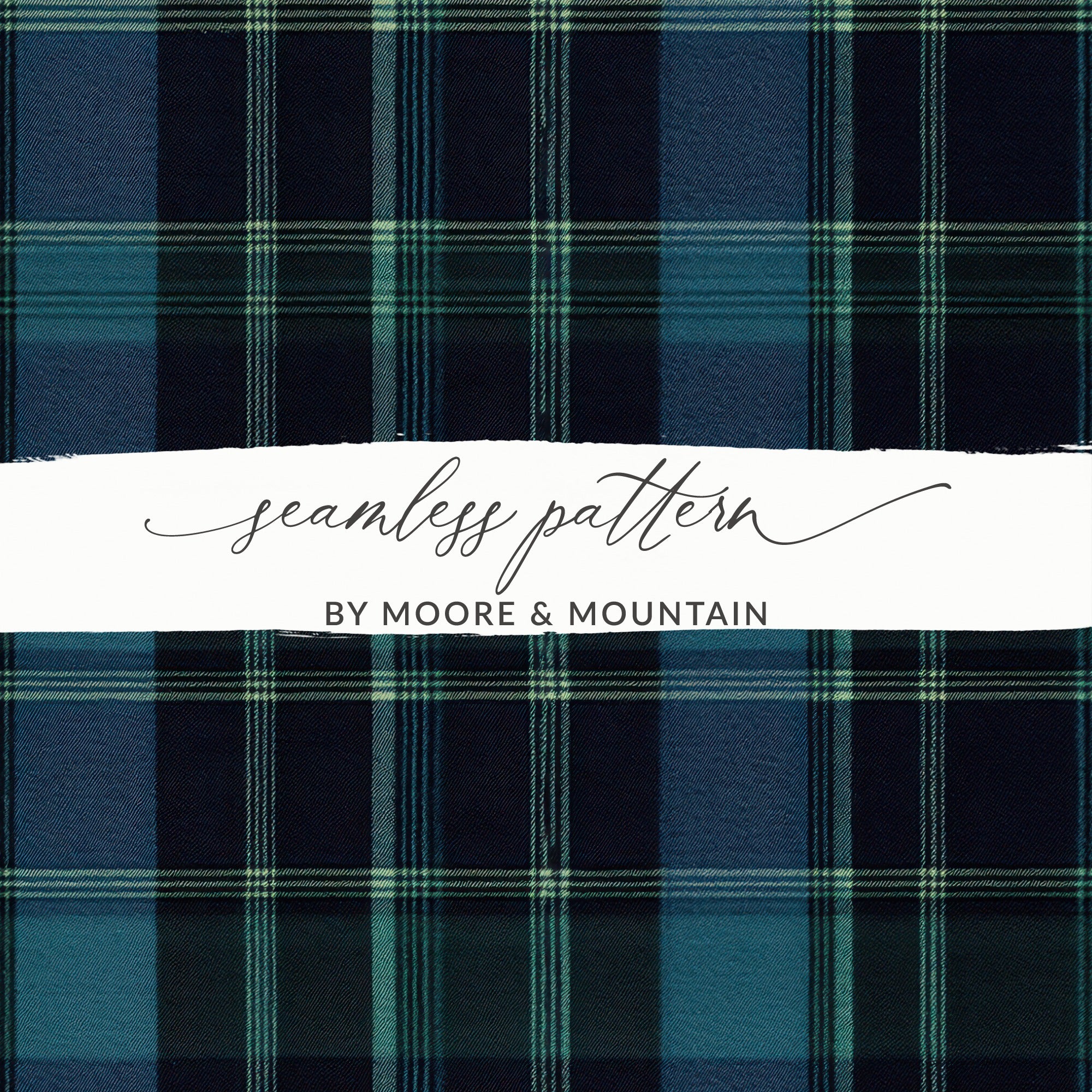 Navy Blue and Teal Classic Scottish Plaid Seamless Pattern - Moore and Mountain