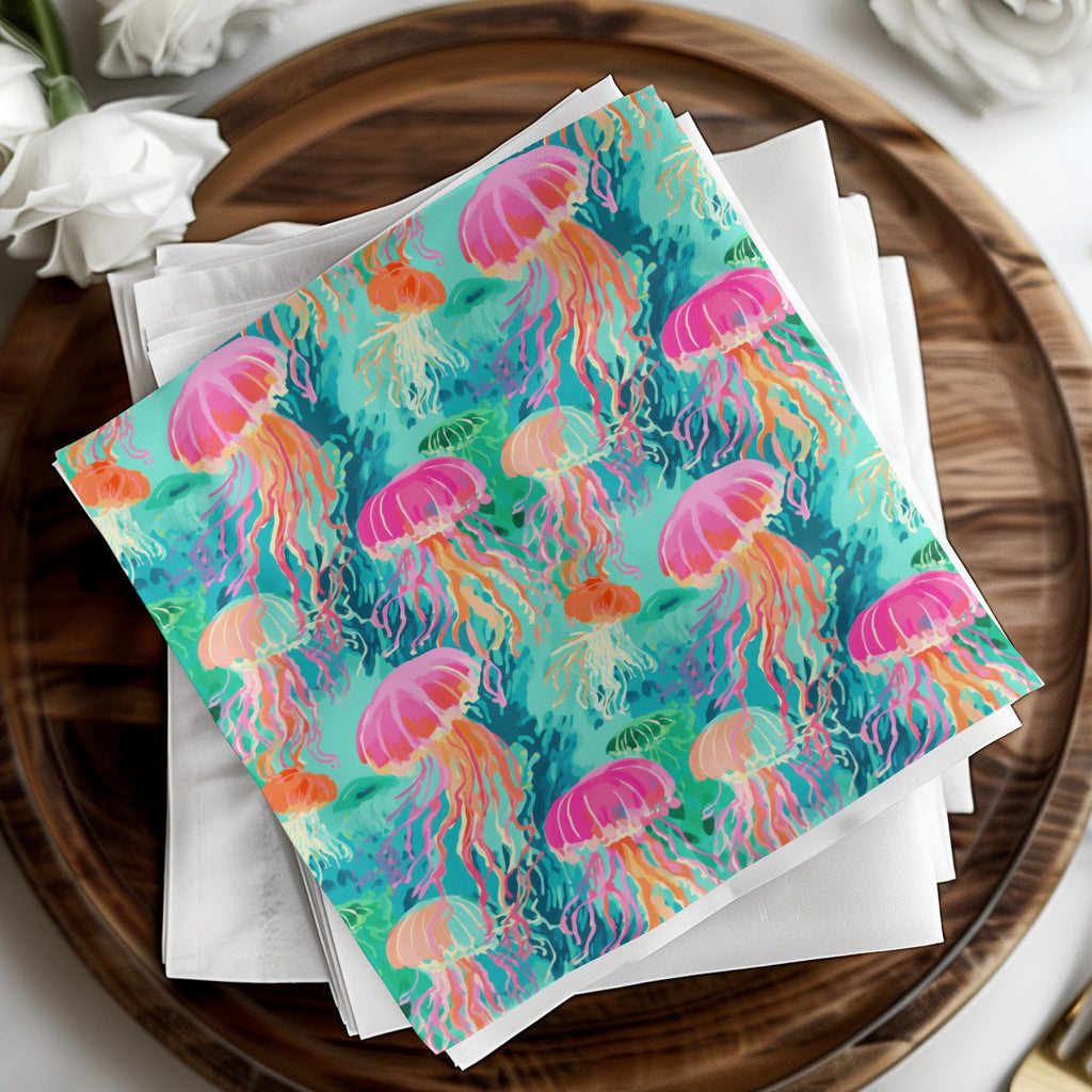 Colorful Jellyfish Pattern Table Napkins Set