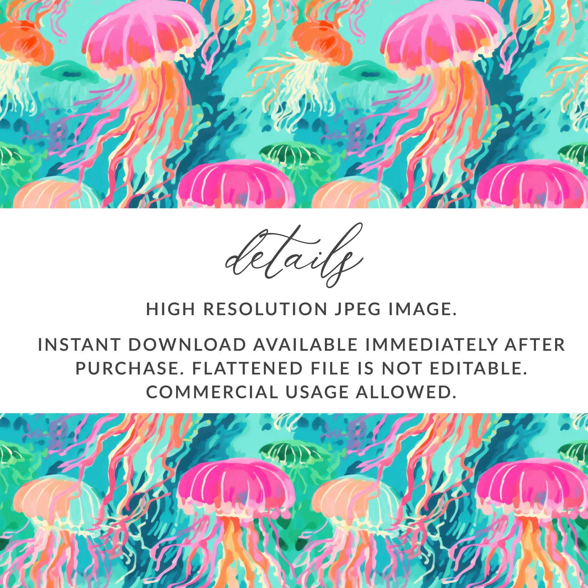 Vibrant Jellyfish Digital Art Instant Download Product