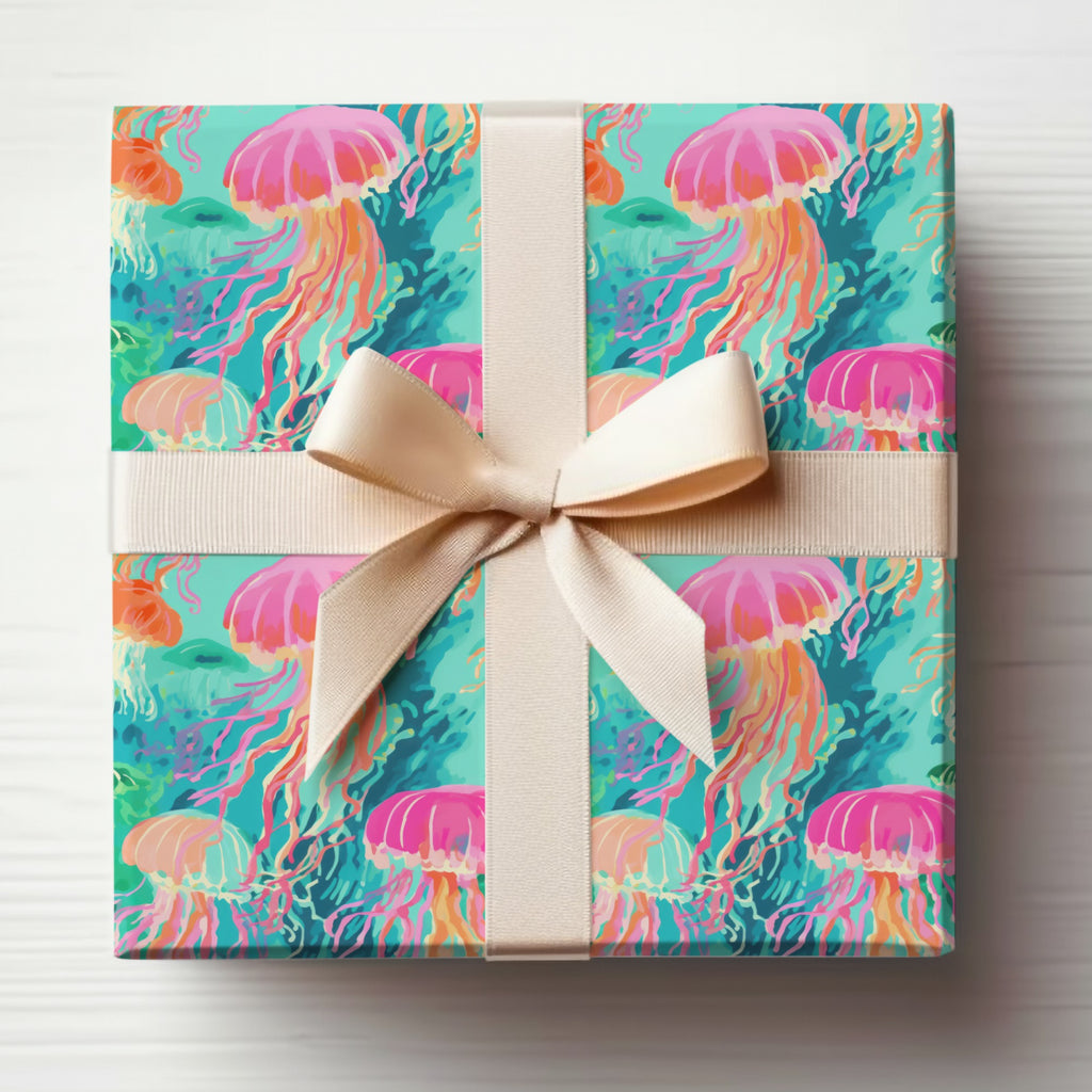 Vibrant Jellyfish Themed Gift Wrapping Paper
