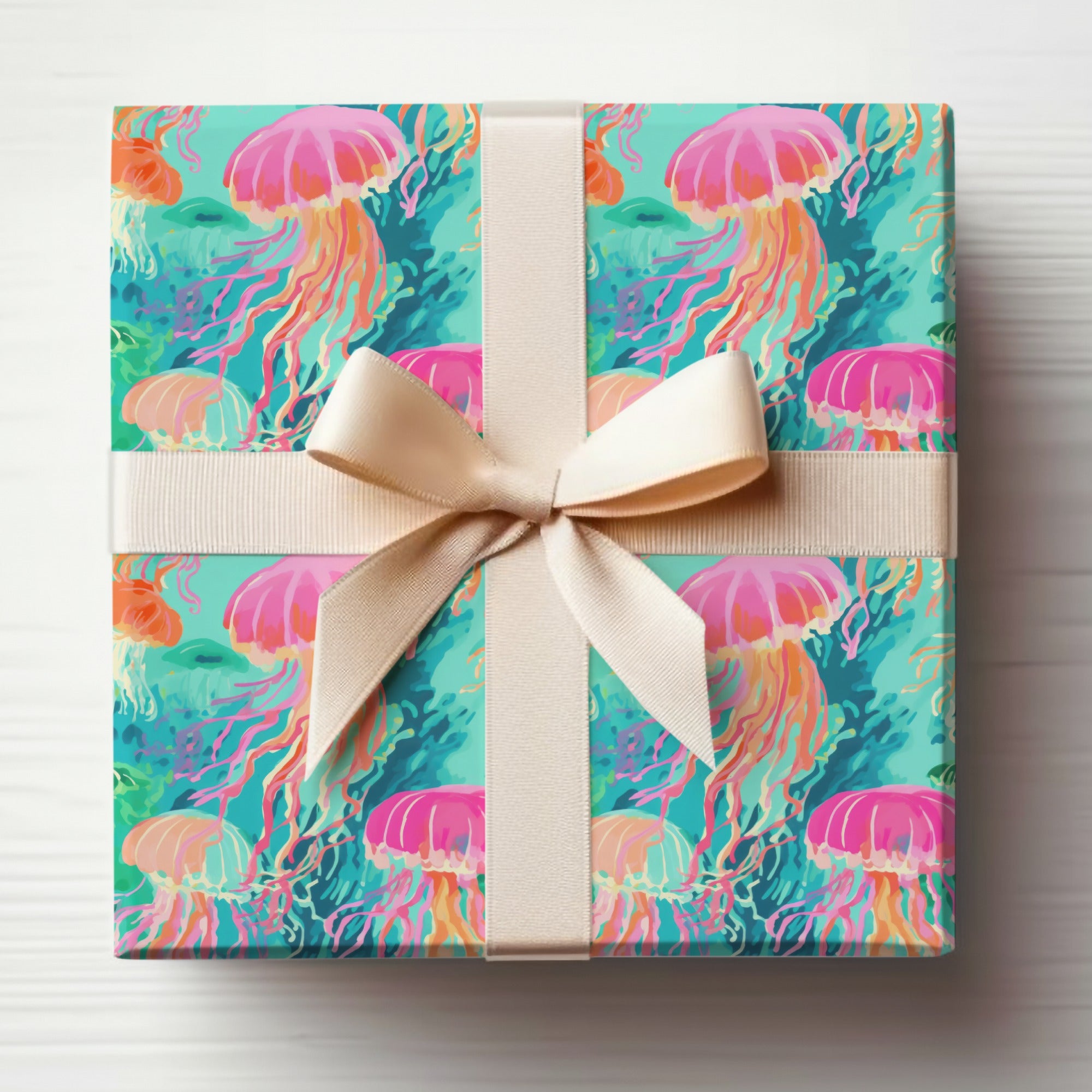 Vibrant Jellyfish Themed Gift Wrapping Paper
