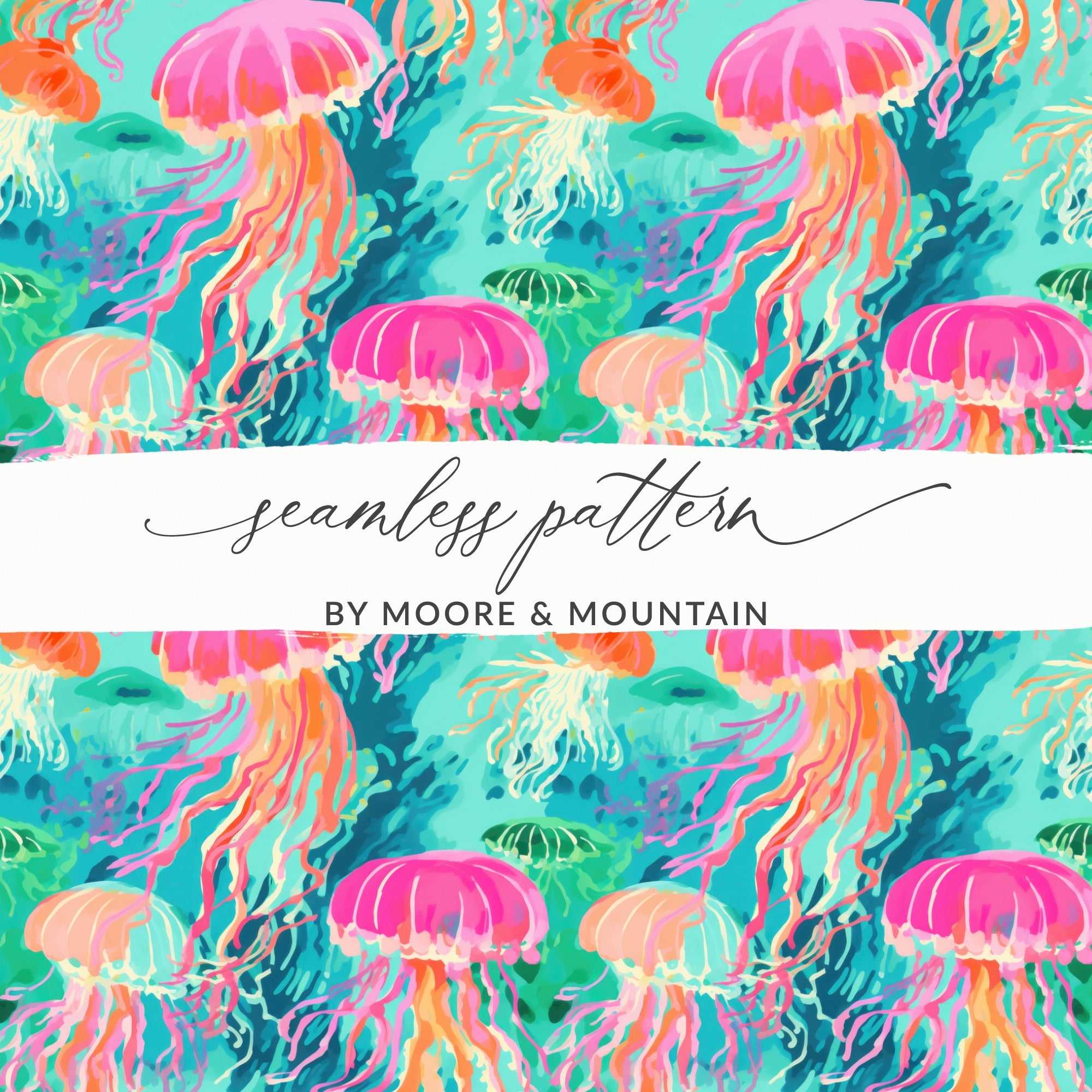 Colorful Jellyfish Underwater Seamless Pattern Product
