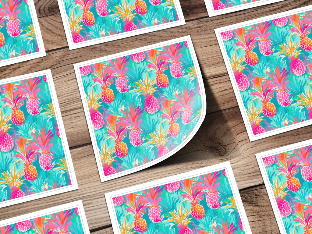 Tropical Pineapple Print Vibrant Colorful Art Prints