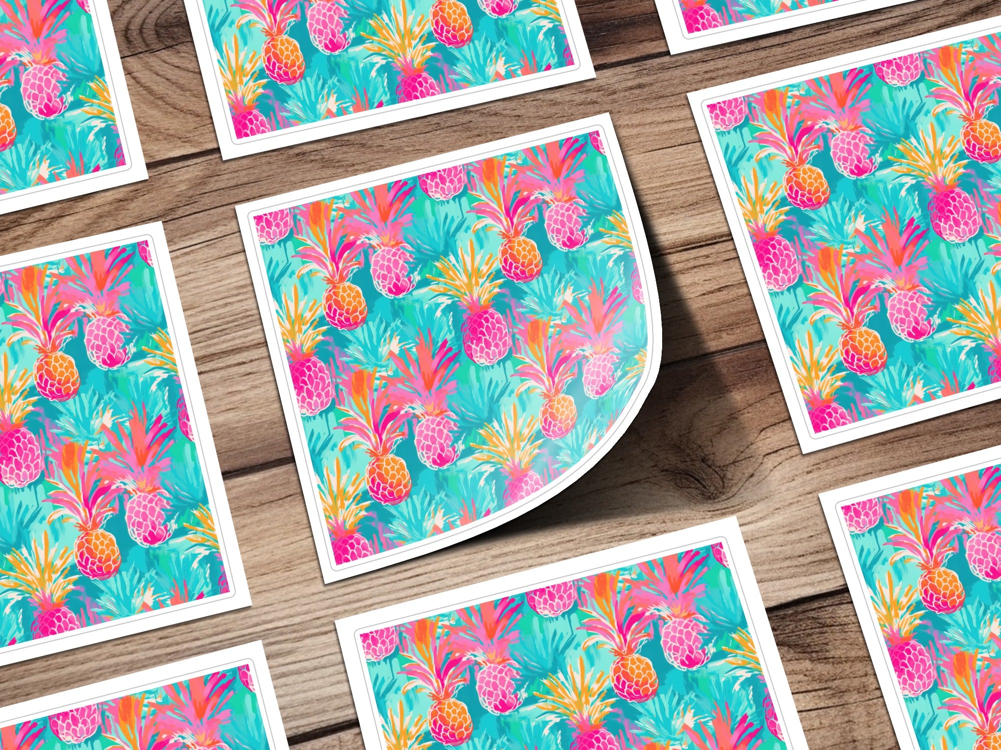 Tropical Pineapple Print Vibrant Colorful Art Prints
