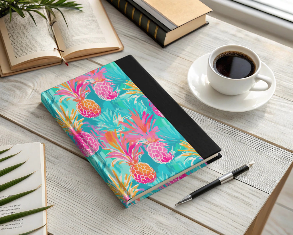 Vibrant Pineapple Design Hardcover Notebook