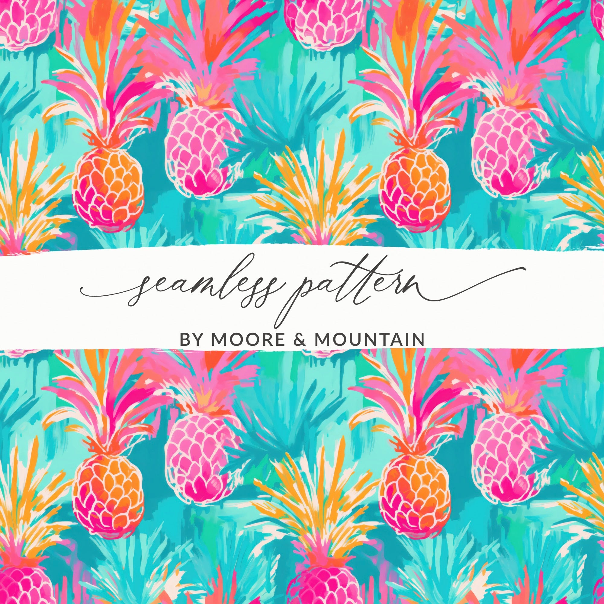Bright Pineapple Tropical Seamless Pattern Design