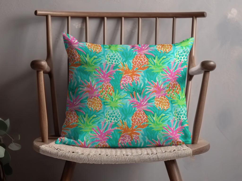 Bright Tropical Pineapple Pattern Decorative Pillow