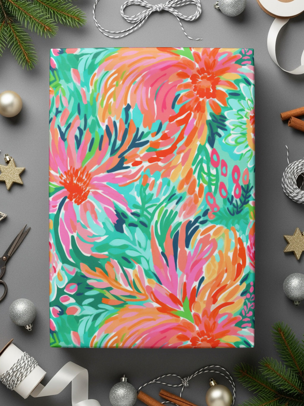 Colorful Abstract Floral Gift Wrapping Paper for All Occasions