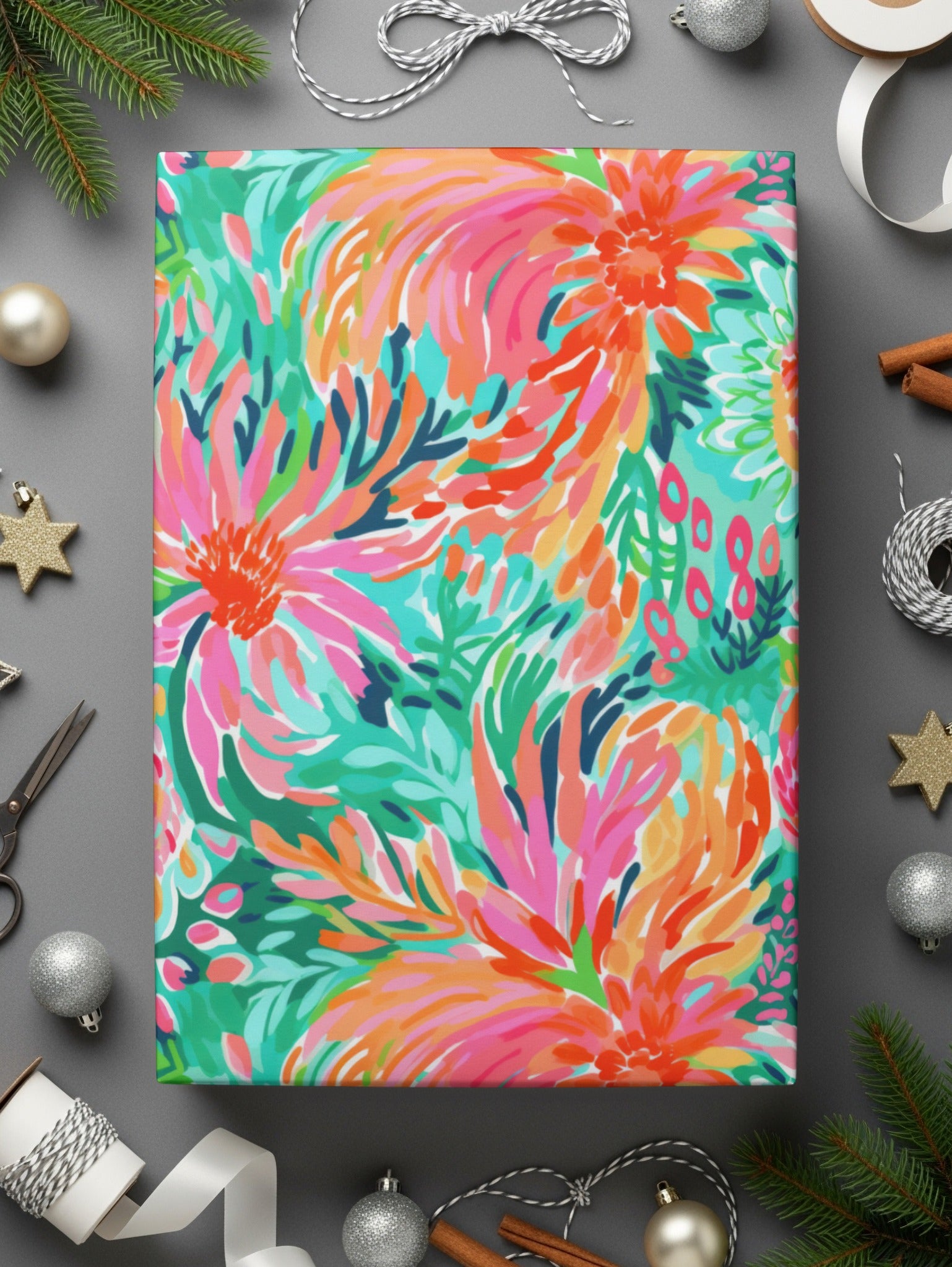 Colorful Abstract Floral Gift Wrapping Paper for All Occasions