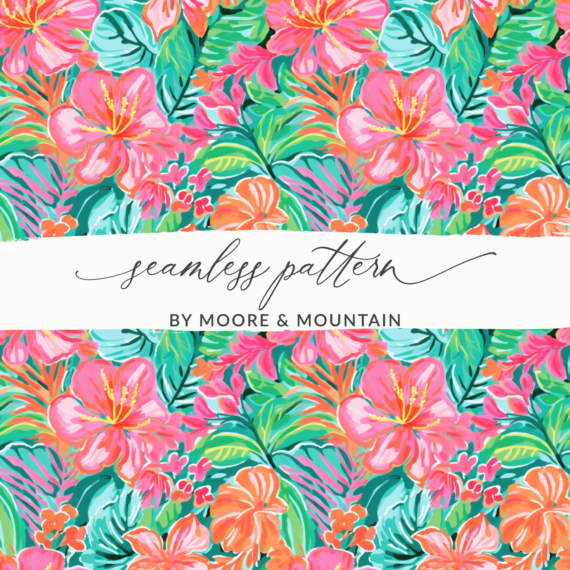 Colorful Tropical Floral Seamless Pattern by Moore & Mountain