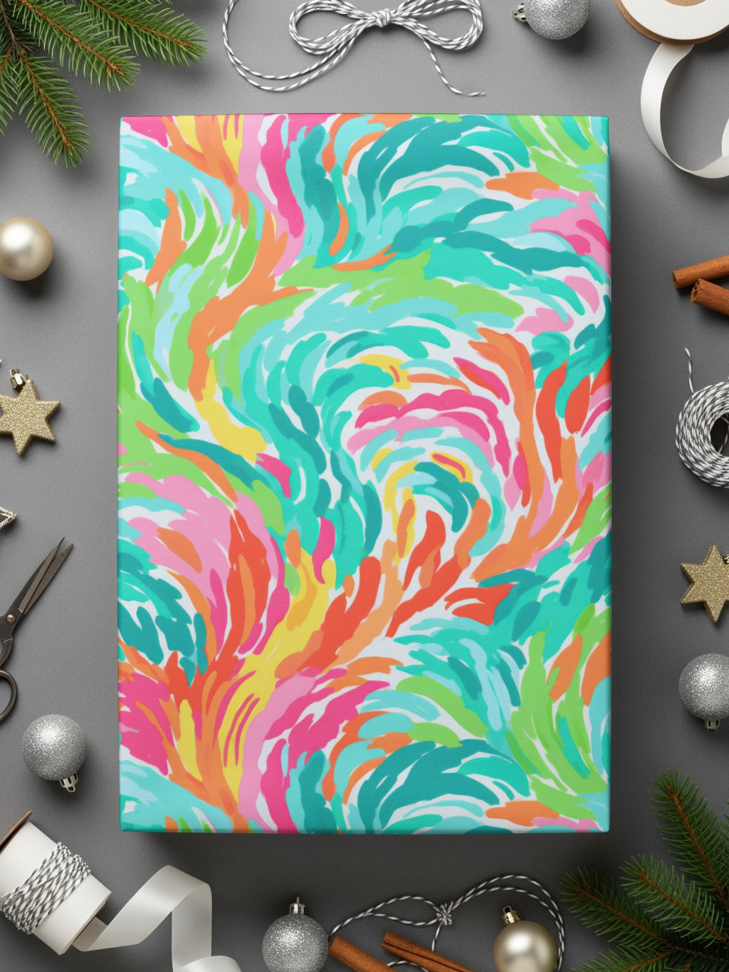 Colorful Abstract Pattern Gift Wrap Design Perfect for Holidays
