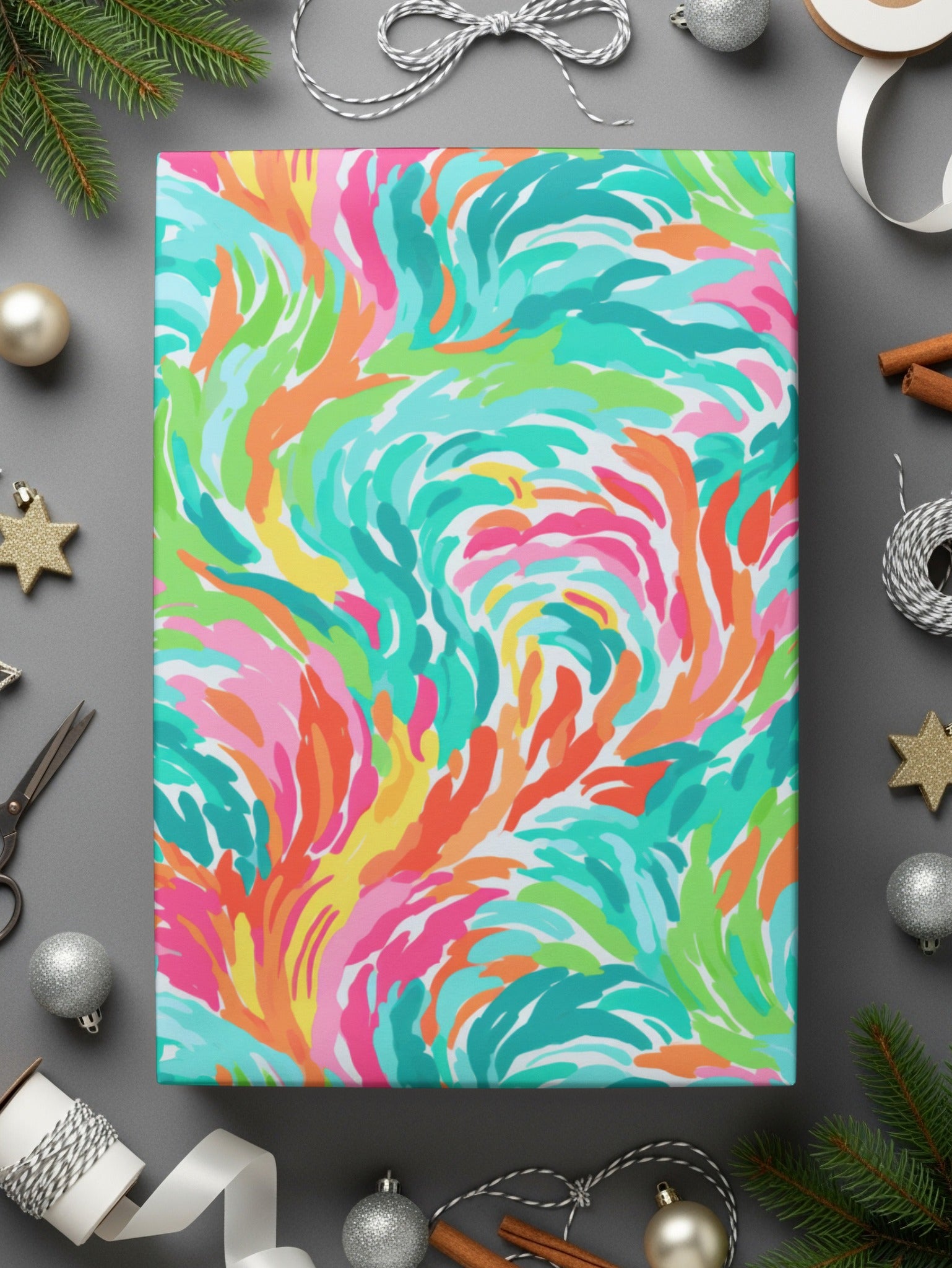 Colorful Abstract Pattern Gift Wrap Design Perfect for Holidays