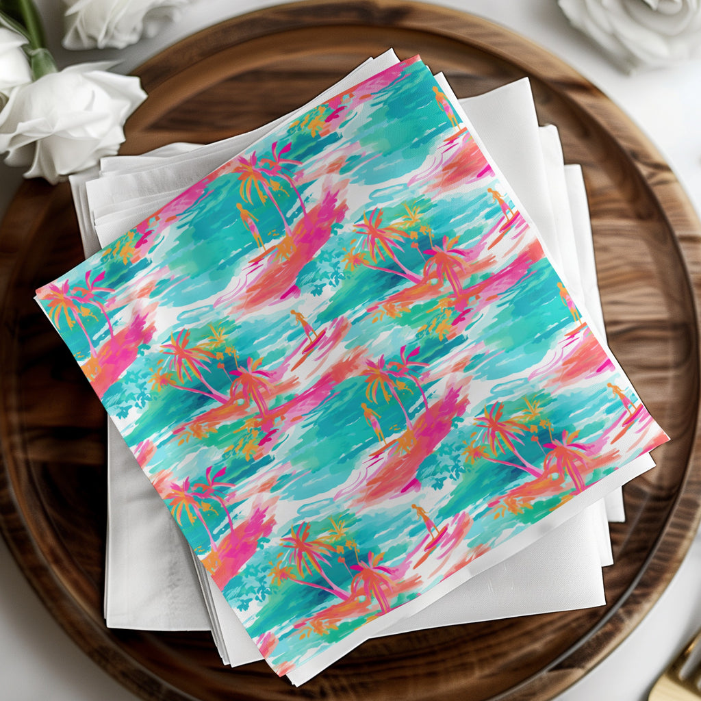 Colorful Tropical Palm Trees Design Napkin Product