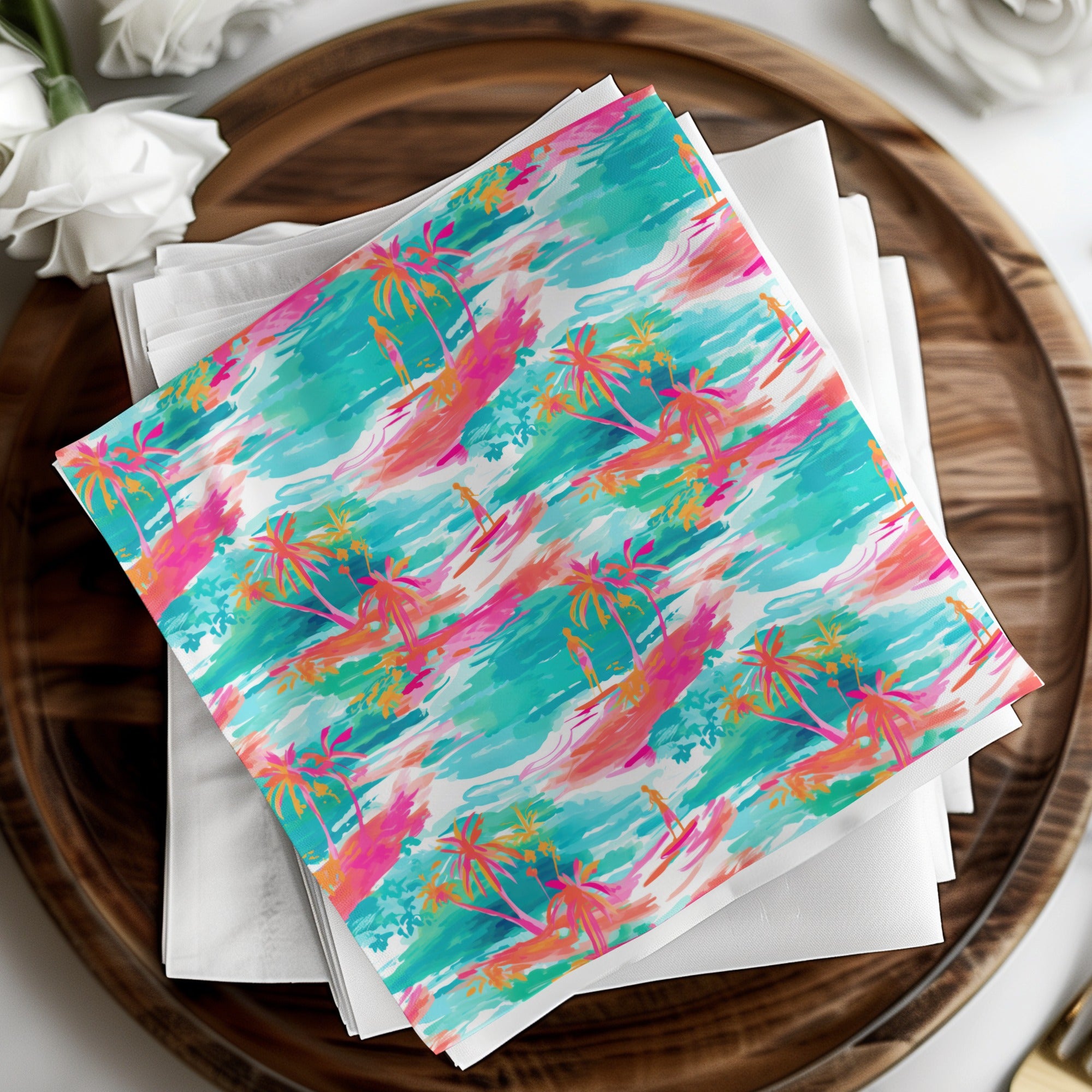 Colorful Tropical Palm Trees Design Napkin Product