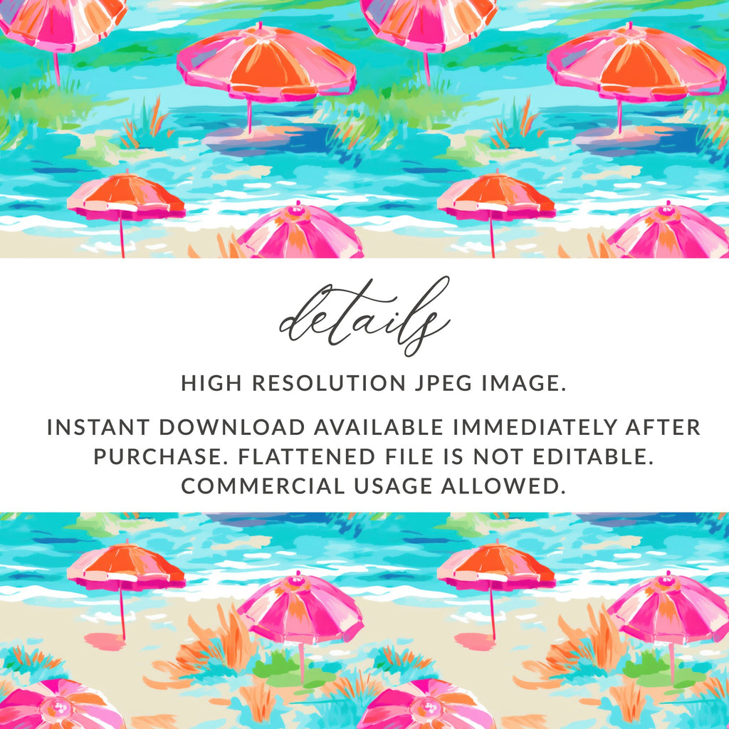 Colorful Beach Umbrellas Instant Download Art Print