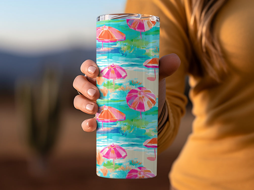 Colorful Beach Umbrella Design Tumbler Product