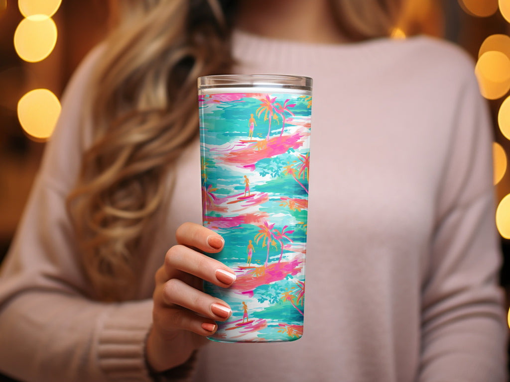 Vibrant Tropical Beach Scene Stainless Steel Tumbler