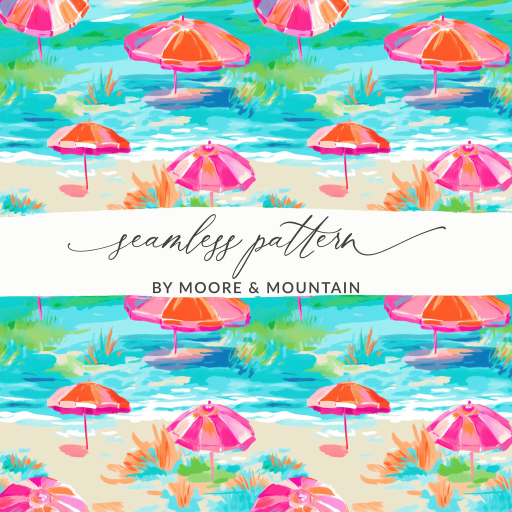 Bright Beachside Umbrella Seamless Pattern design