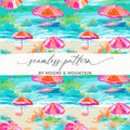 Bright Beachside Umbrella Seamless Pattern design