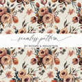 Watercolor Floral Digital Paper, Peach Rose Pattern, Abstract Flower Design, Seamless Surface Pattern, Printable Paper Pack, Scrapbook Paper - Moore and Mountain