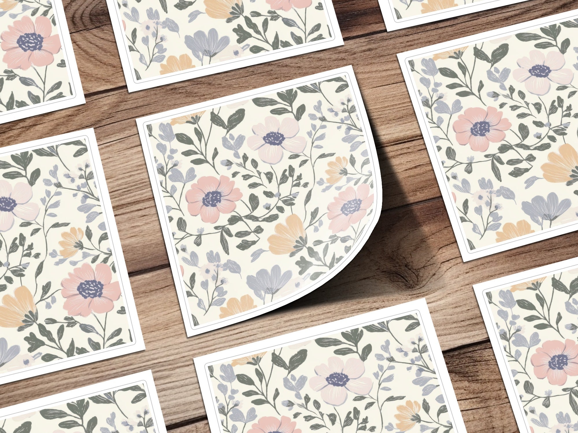 Floral Digital Seamless Pattern, Pastel Flower Digital Paper, Blush Peach Botanical Print, Fabric Design, Scrapbook Paper Digital - Moore and Mountain