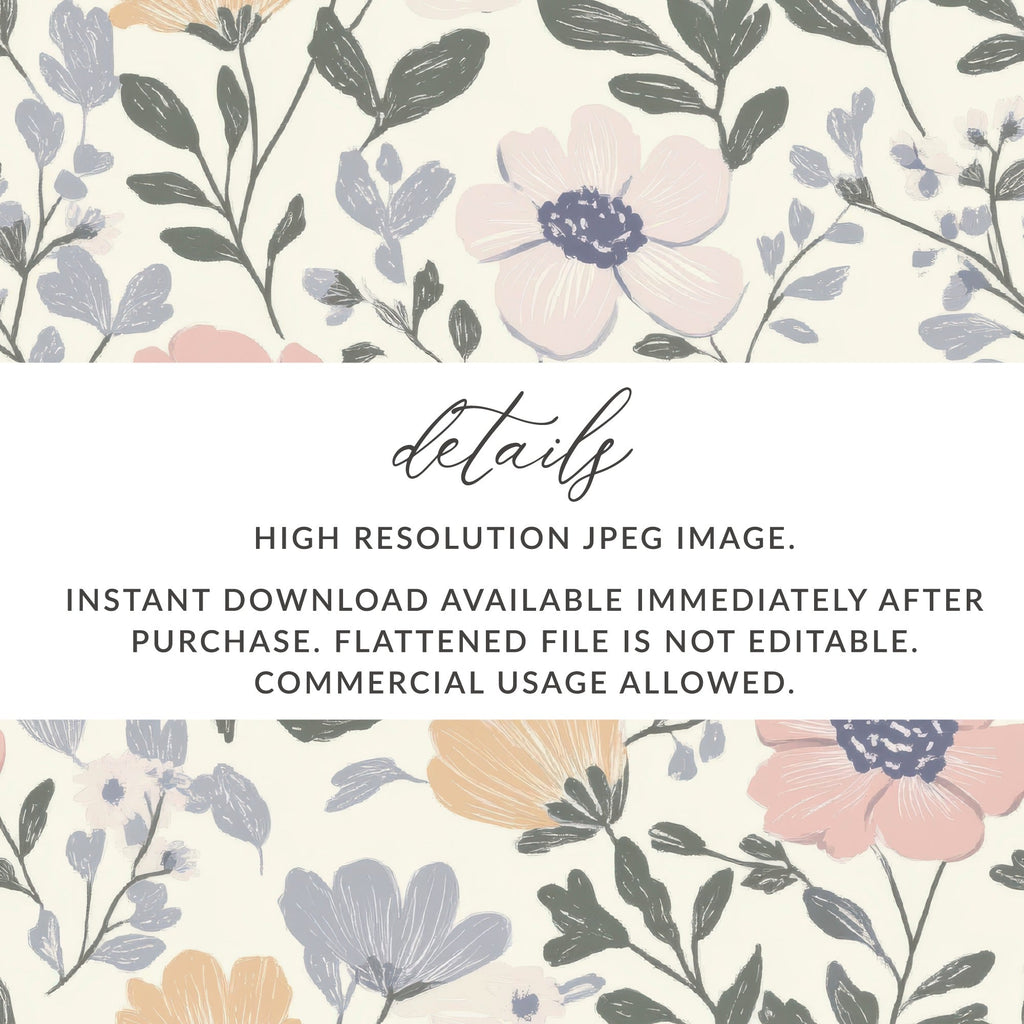 Floral Digital Seamless Pattern, Pastel Flower Digital Paper, Blush Peach Botanical Print, Fabric Design, Scrapbook Paper Digital - Moore and Mountain