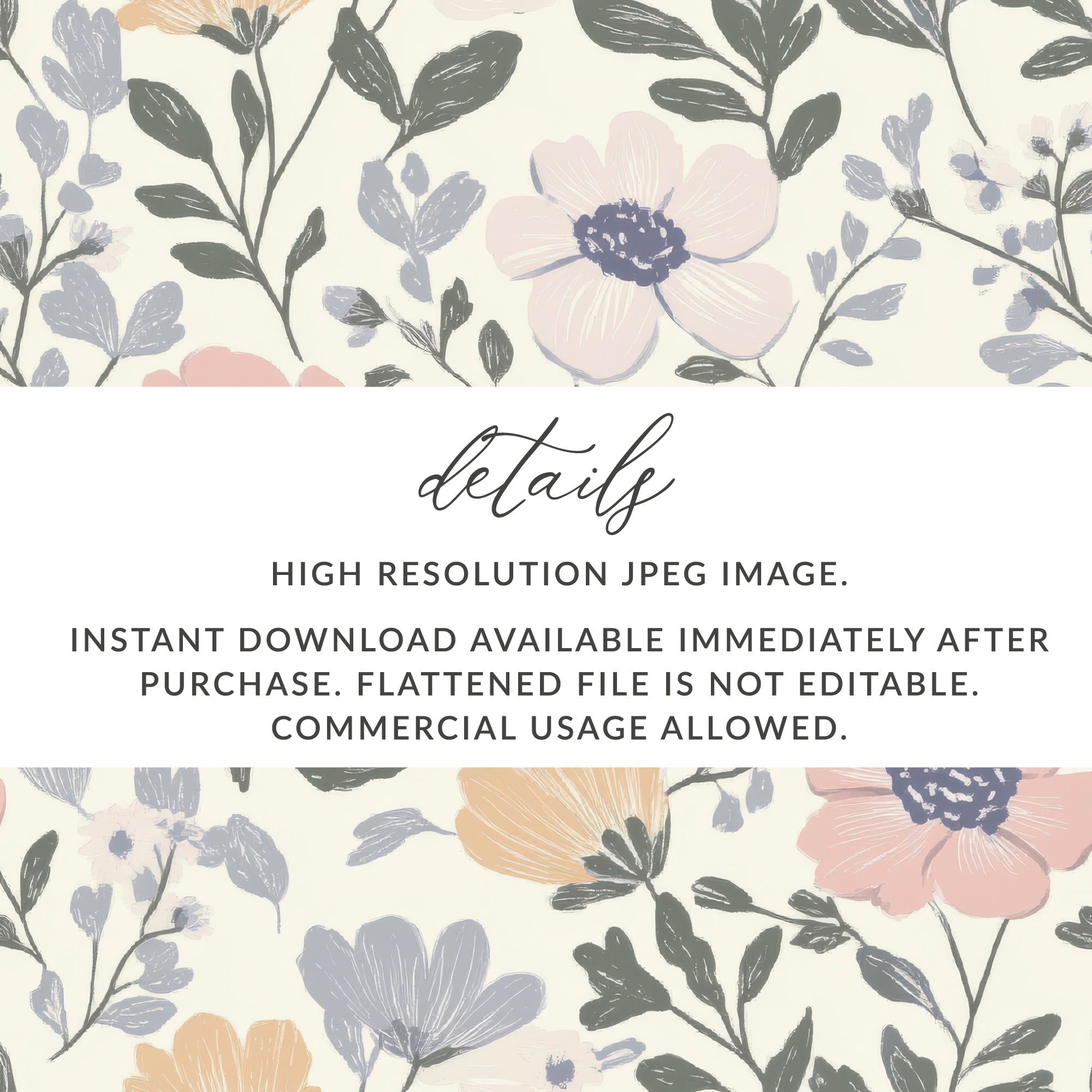 Floral Digital Seamless Pattern, Pastel Flower Digital Paper, Blush Peach Botanical Print, Fabric Design, Scrapbook Paper Digital - Moore and Mountain