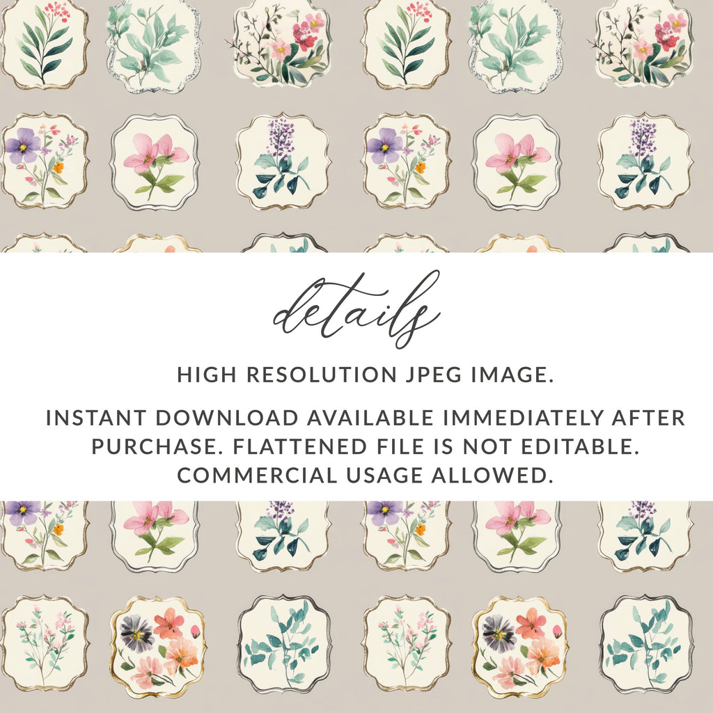 Neutral Floral Seamless Pattern Digital Download Commercial Use - Moore and Mountain