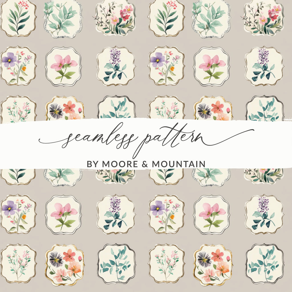 Neutral Floral Seamless Pattern Digital Download Commercial Use - Moore and Mountain