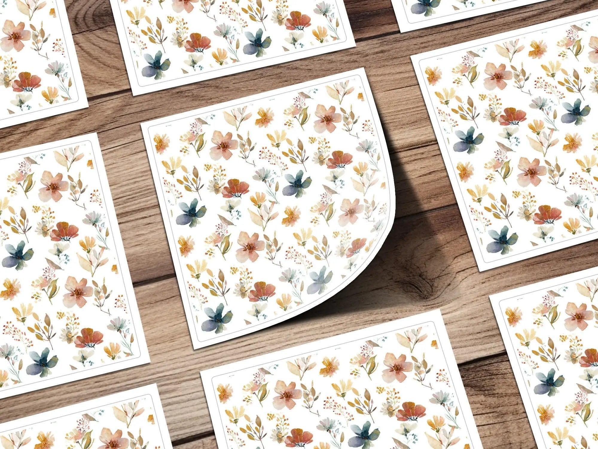 Neutral Watercolor Muted Floral Pattern, Seamless Vintage Painterly Floral Design POD Commercial Use - Moore and Mountain