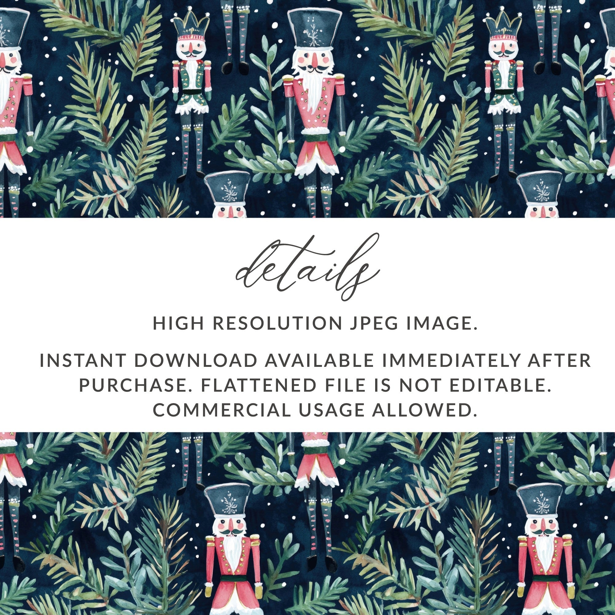Nutcracker Digital Paper, Christmas Pattern, Seamless Nutcracker, Holiday Digital, Winter Digital Paper, Digital Download, JPEG, 12x12 - Moore and Mountain