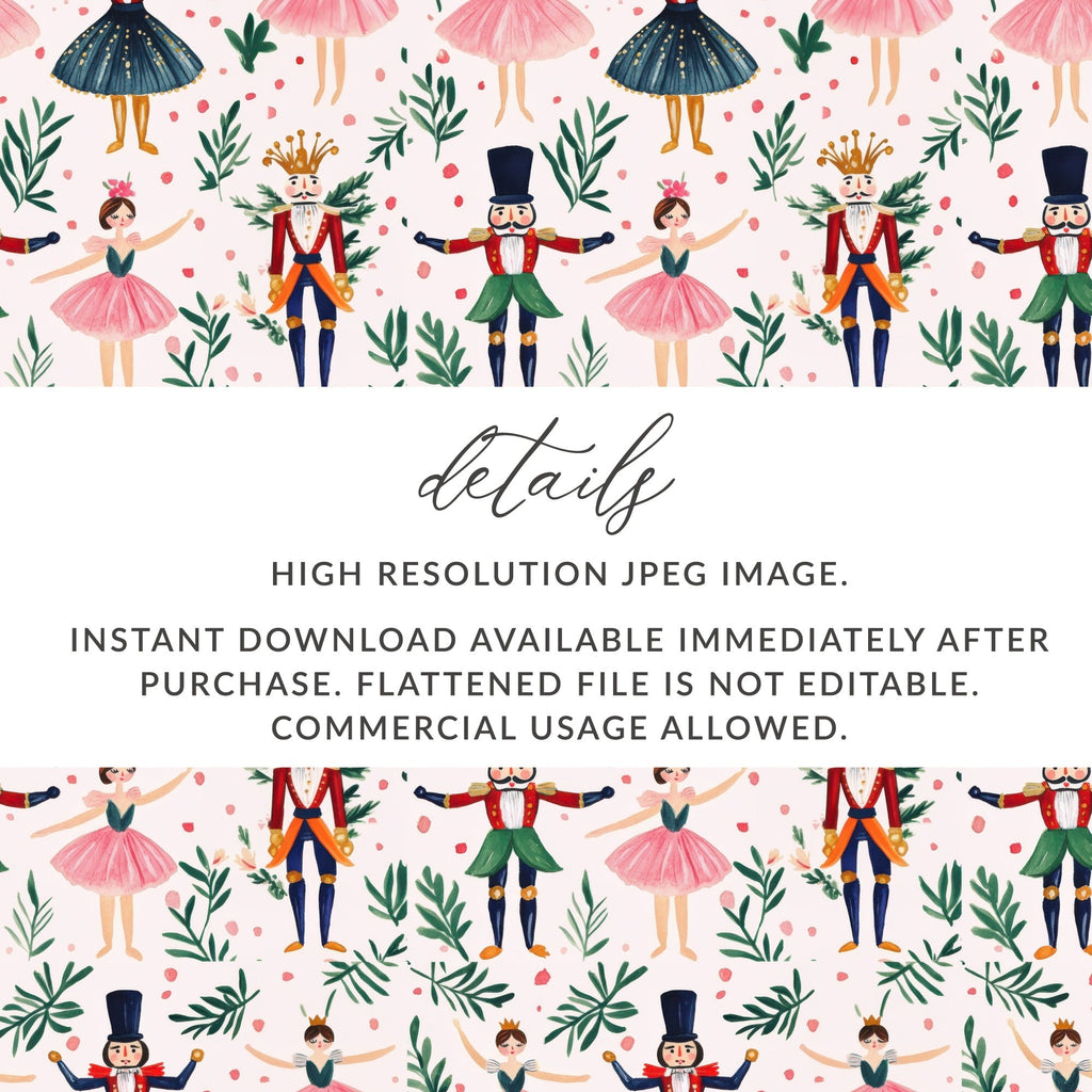 Nutcracker in Pink and Green Background Pattern Digital - Moore and Mountain