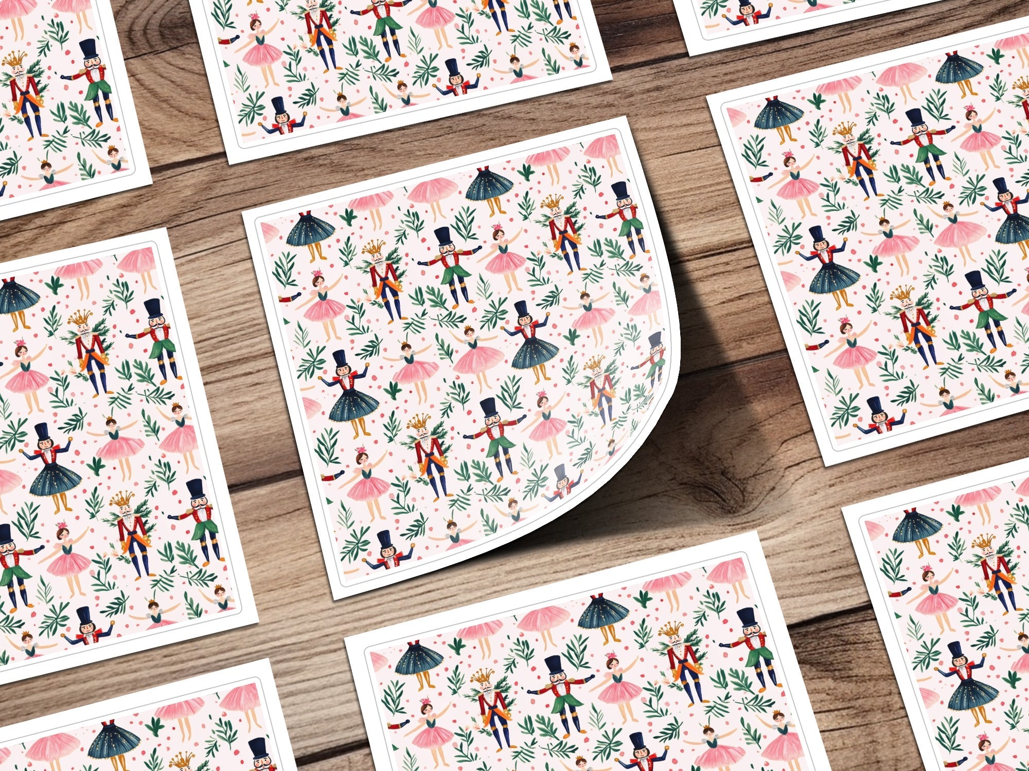 Nutcracker in Pink and Green Background Pattern Digital - Moore and Mountain