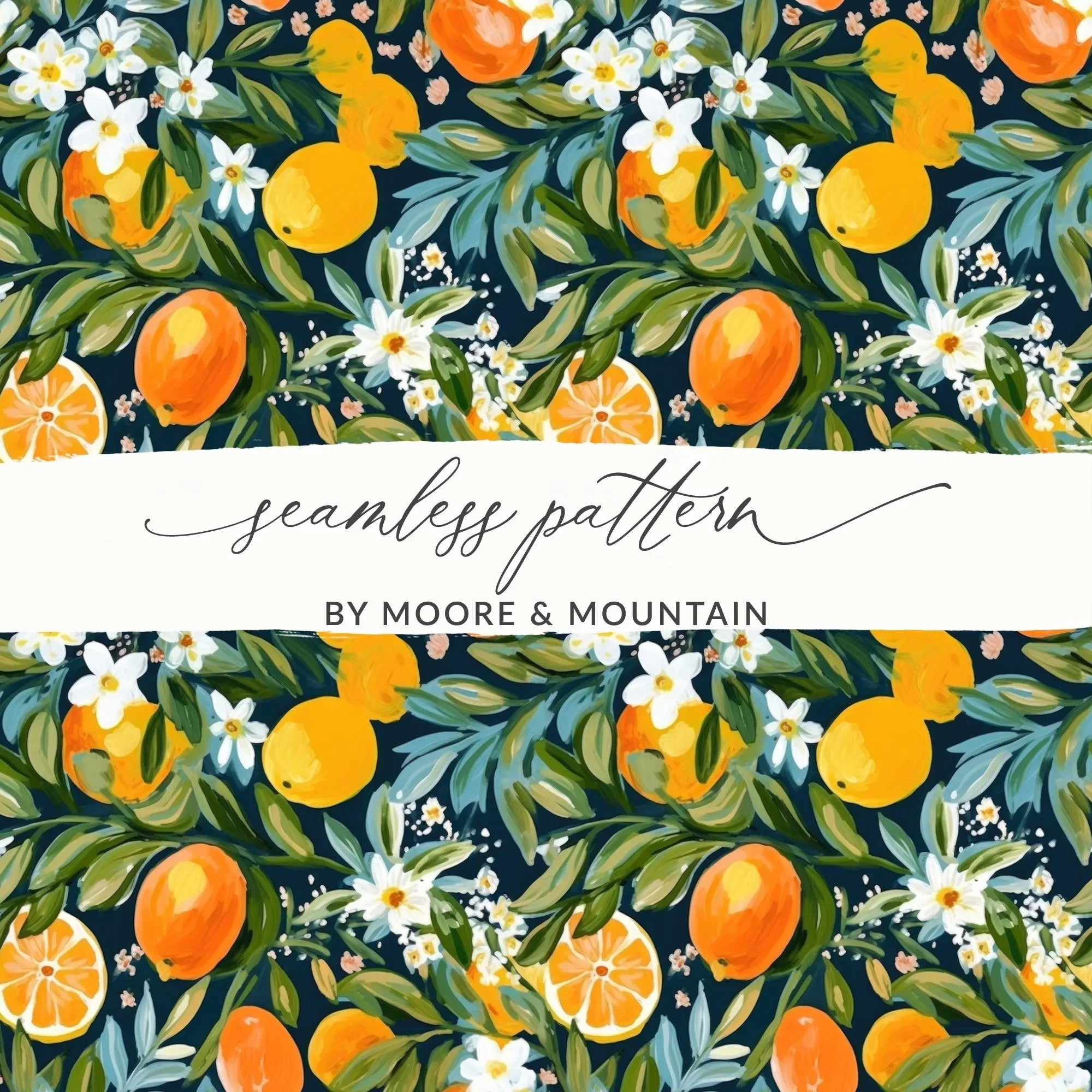 Orange Blossom Digital Paper, Seamless Pattern for Fabric, Floral Scrapbook Paper, Commercial Use Pattern, Digital Print, JPEG Files - Moore and Mountain