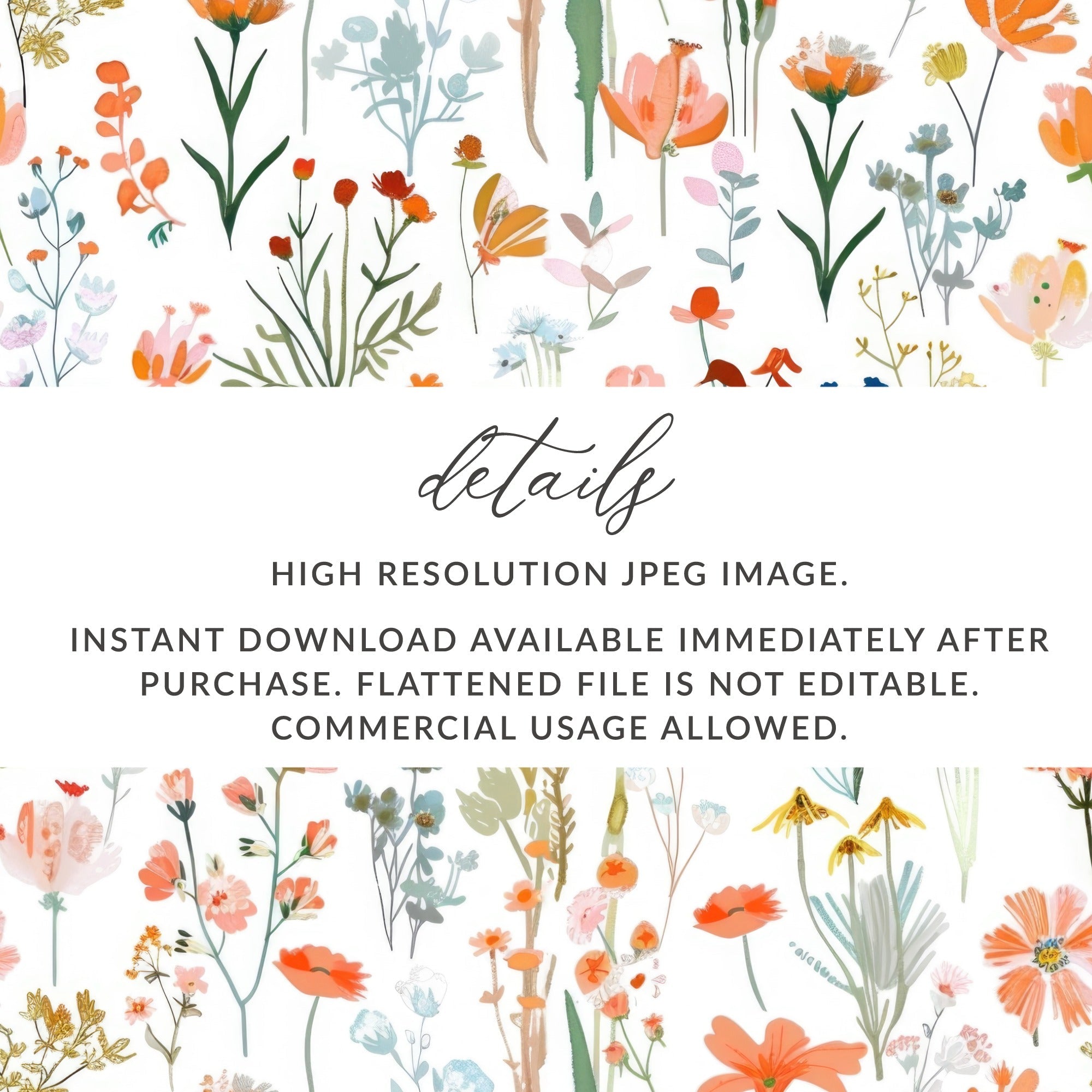 Orange Blush Boho Floral Pattern Spring Summer Digital - Moore and Mountain