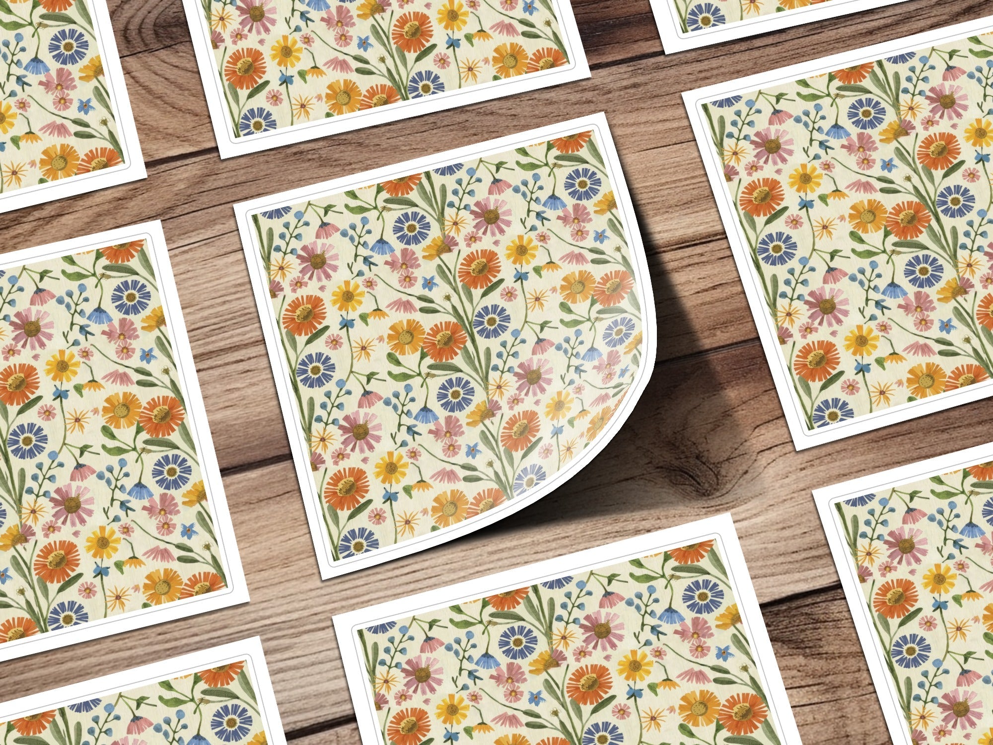 Orange Cottagecore Seamless Watercolor Floral Art Digital - Moore and Mountain