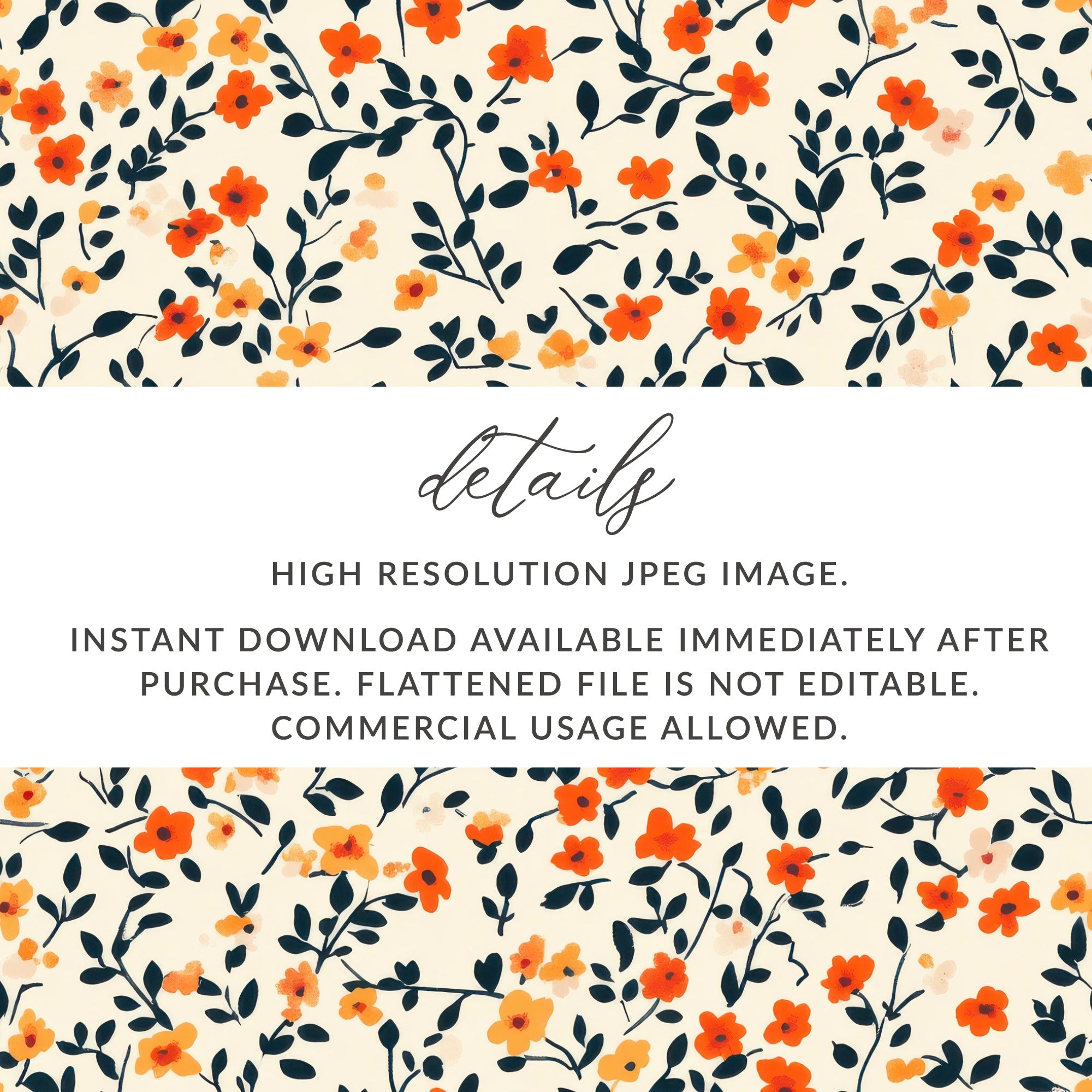 Orange and Black Floral High Resolution JPEG Image